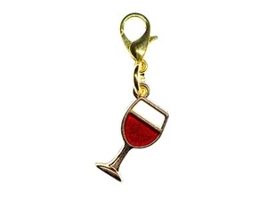Weinglas Charm Miniblings Anhänger Bettelanhänger Rotwein Wein golden 16mm - Bild 1 von 4