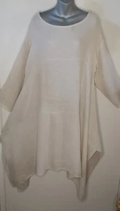 Blusa túnica Own It Italia Bo Ho alta lino bajo y gasa manga L talla pequeña - Imagen 1 de 8