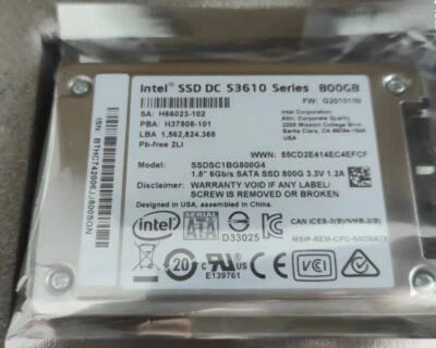 3.3V SATA Drive State 800GB 800G Solid Series Intel SSD SSDSC1BG800G4R 1.8"S3610 - Image 1 of 4