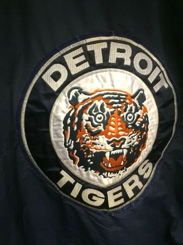 Vintage Starter Detroit Tigers MLB Baseball Embroided Hooded Jacket XL Rare Cover