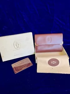 Vintage Wallet Cartier Rare Card Holder NOS Leather Pouch Wallet Case Holder Box - Picture 1 of 20