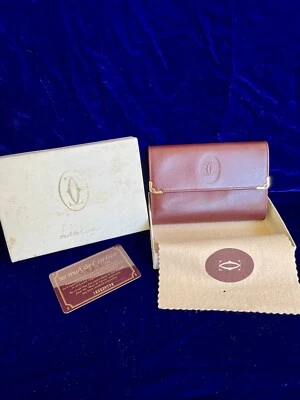 Vintage Wallet Cartier Rare Card Holder NOS Leather Pouch Wallet Case Holder Box - Image 1 of 4