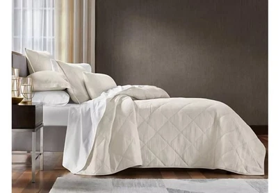 Hotel Collection Dobby Diamond 3-Pc. Coverlet Set, Full/Queen - Natural COTTON  - Image 1 of 4