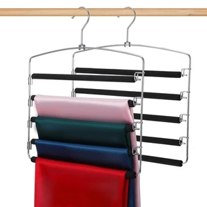 2 Pcs Pants Hangers, Anti-Slip Space Saving Hangers, 5 Layer Swing Arm Pants ... - Picture 1 of 8