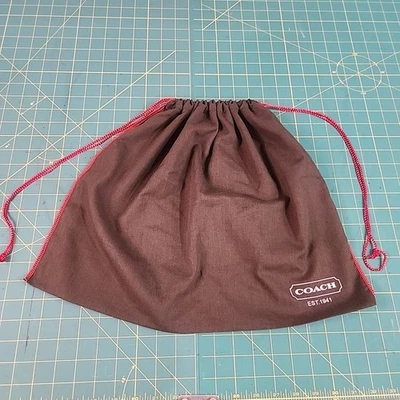 "Bolso Coach con cubierta antipolvo marrón rojo costuras 19x14,5"" algodón blanco logotipo de esquina" Foto 1 de 4
