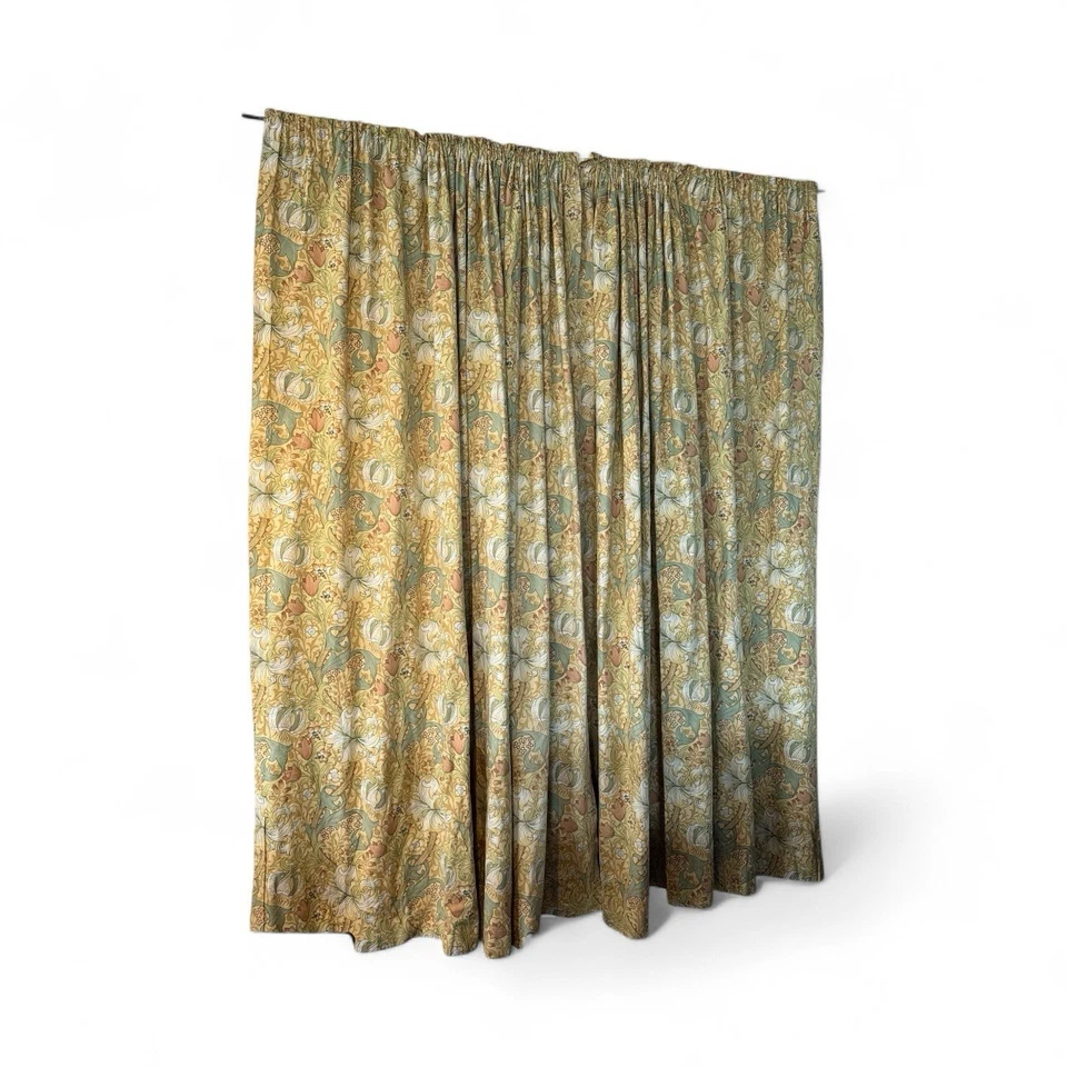 Golden Lily William Morris Lino 192” x 99” 2 Paneles Cortinas Sanderson Foto 1 de 4