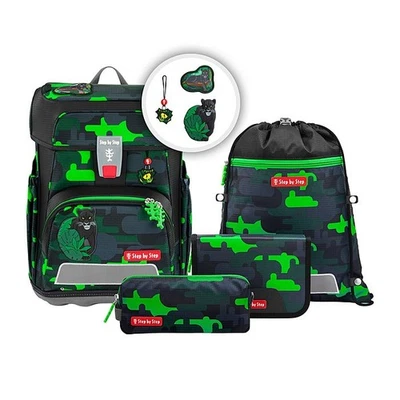 Schulranzen Jungen Step by Step CLOUD Black Cat Chiko 5-teiliges Set Schultasche - Bild 1 von 4