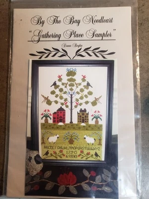 By the Bay Needleart  New Chart  GATHERING PLACE SAMPLER Counted Cross Stitch - Image 1 of 3