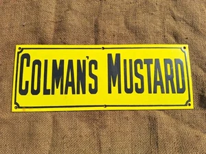 Vintage Style Colmans Mustard Enamel Metal Sign 35cm FREE UK P&P - Foto 1 di 4