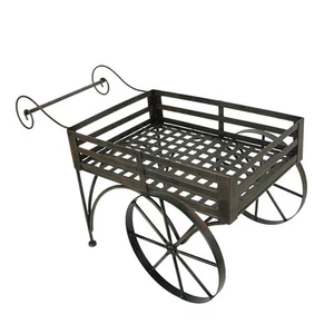 Carro de metal rústico de 26 pulgadas soporte para plantas soporte para flores patio arte jardín decoración - Imagen 1 de 9