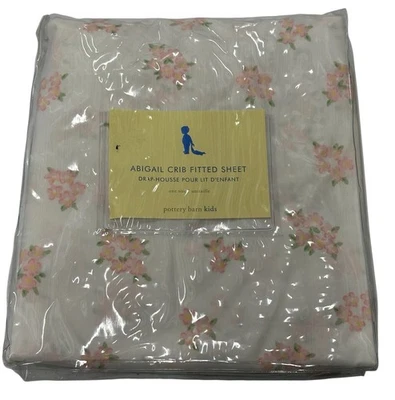 Pottery Barn Kids Abigail Floral Crib Fitted Sheet Pink Flowers 100% Cotton New  - Image 1 of 3