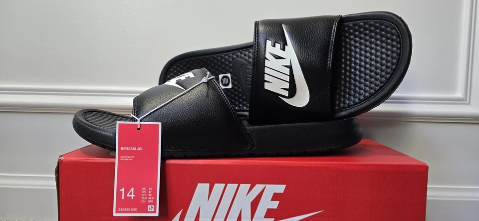 NIKE BENASSI JDI SLIDE MEN SIZE 14 BLACK  WHITE  343880 090 - Image 1 of 1