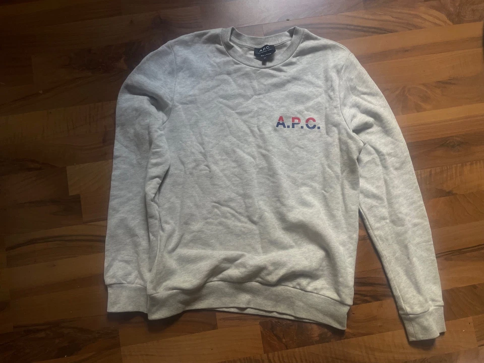 A.P.C. APC Sweatshirt Hellgrau mit Aufdruck Gr. S Top Zustand - Bild 1 von 1