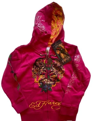 NUEVO~RARO~ Ed Hardy NIÑOS VINTAGE Y2K LOVE KILLS SLOW Sudadera con Capucha NIÑOS Talla 4/5 Foto 1 de 4