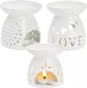 3 Pack Ceramic Essential Oil Burner, Tealight Wax Warmer with Candle Spoon, Arom - Picture 1 of 12