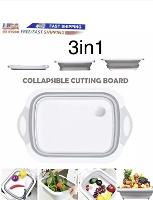 Collapsible Cutting Board with Wash Basin and Drainage Hole, BBQ Prep Tub New US - Image 1 of 4