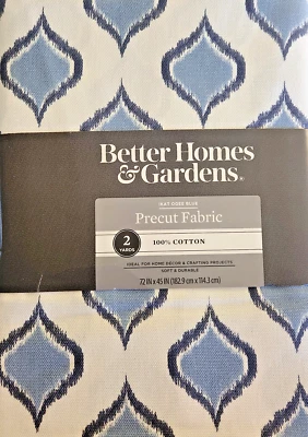 New Better Homes & Gardens 2 Yards 100% Cotton Duck in Ikat Ogee Blue - Image 1 of 4