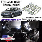 8x White LED Interior Lights Package Kit For Honda Civic 2006 - 2012 Sedan Coupe