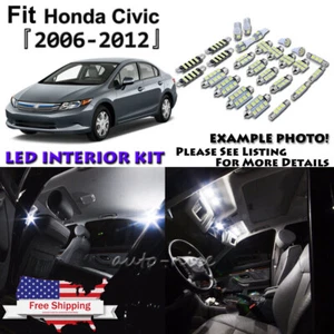8x White LED Interior Lights Package Kit For Honda Civic 2006 - 2012 Sedan Coupe - Picture 1 of 8
