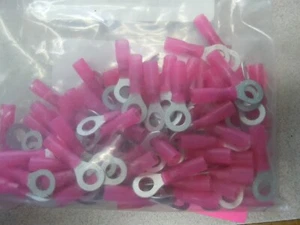100pcs 1/4" Ring Terminal Connectors (Red) 22-18 Gauge - Picture 1 of 2