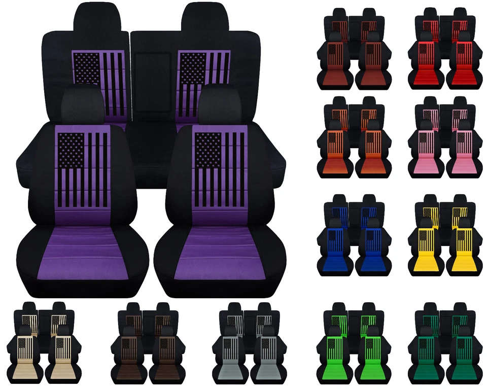 Fundas de asiento de coche delanteras y traseras bandera americana para Dodge Challenger 2008-2021 Foto 1 de 1