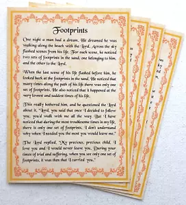 FOOTPRINTS Prayer Card PACK OF FIVE - Picture 1 of 5