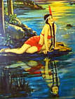 Fille indienne reflet lumineux dans l'eau