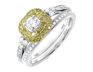 14k White Gold Ladies Round Solitaire Diamond Bridal Wedding Ring Set 0.80 ct - Picture 1 of 5