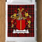 Grunmann Family Crest Blanket, German Tartan Plaid, Heraldic Shield Design