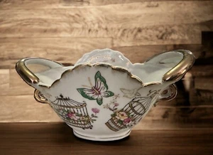 Hand Painted Ardalt Japan #6388 - 1950s -Butterfly & Birdhouse trinket vintage - Picture 1 of 10