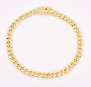 6mm Mens Miami Cuban Link Bracelet Box Clasp Real 10K Yellow Gold 8.5" - Picture 1 of 6