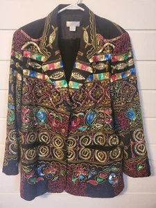 Vintage Sandy Starkman Jacke Blazer Pailletten mit Rock L 80er schick schön - Bild 1 von 13