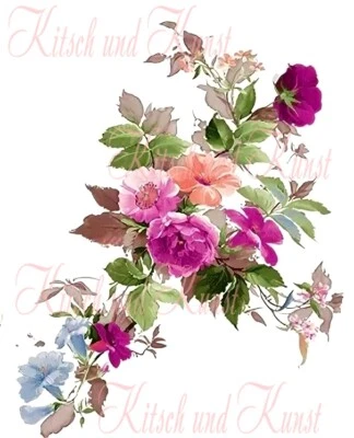 Rosenranke watercolor Abziehbild Laser shabby chic Möbeltattoo A 4 wasserfest - Bild 1 von 2