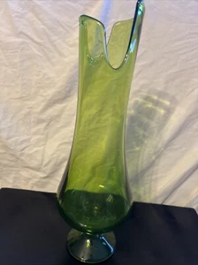 Vintage geschwungene große Vase grün Stretch LE Smith 14" Avocado grün MCM 1960’s - Bild 1 von 7