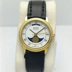 Alfex Quartz Moon Phase Roman Dial Vintage Women’s Watch SBZ21KS4(SS) - Picture 1 of 7