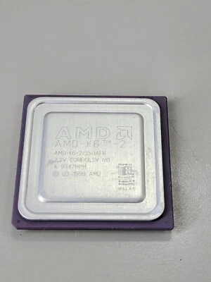 AMD K6-2 / 350AFR 450MHz 450 2.2v Socket 7 CPU 1998 Vintage, Rare, Retro, GOLD - Image 1 of 3