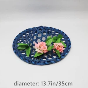 Kid Hollow Out Straw Bamboo Weaving Hat Cap Flower Leaf Outdoor Dance Props Hat - Picture 1 of 14