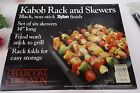 NEW Kabob Rack And Skewers Black Non-stick Xylan Finish set of 6 skewers 14 "