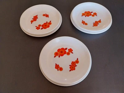 Vintage Lot 6 Assiettes orange  Plates / Creuses Arcopal Modèle LOTUS Années 70 - Photo 1/4