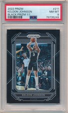 KELDON JOHNSON 2022/23 PANINI PRIZM #211 BLACK PRIZMS SPURS SP 1/1 PSA 8 NM-MT