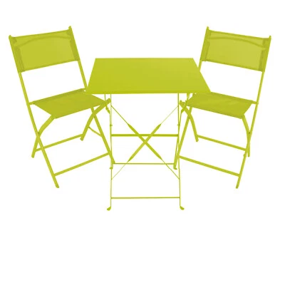 3tlg Balkonmöbel Set Bistroset Outdoormöbel Garten Limegrün klappbar 60x60x71cm - Bild 1 von 4