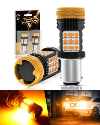 AUXBEAM 1156 LED amarillo ámbar señal de giro bombillas de estacionamiento Canbus sin errores Foto 1 de 4