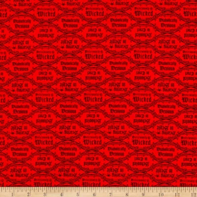 Disney Villains Fabric, BTY, Red Disney Diabolical Quotes, TheFabricEdge - Image 1 of 2