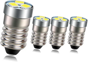 4Pcs 3V 6V 12V E10 LED Bulb 3030 3SMD White LED Replacement Bulb Upgrade for Fla - Picture 1 of 12
