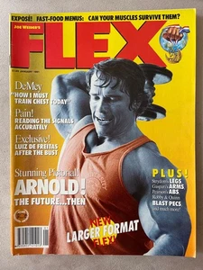 FLEX Bodybuilding Magazine January 1991 Cover Arnold Schwarzenegger Mr Olympia - Imagen 1 de 3