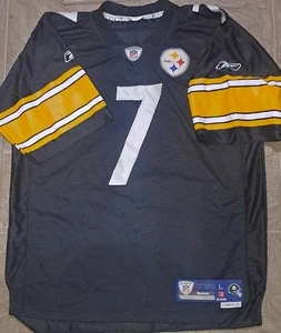 Camiseta deportiva de colección Roethlisberger Steelers NFL Reebok Equipment L+2 #7 negra en el campo - Imagen 1 de 3