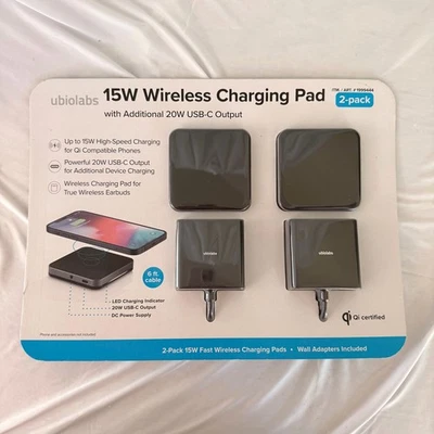 Ubiolabs 15W Wireless Charging Pad 2-Pack with 20W USB-C Output Fast Charger - Image 1 of 4