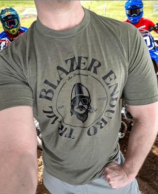MEN'S TSHIRT: Trail Blazer Enduro Military Green Khaki LARGE Motorcross Riding - Image 1 of 4