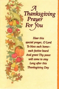 Vintage Happy Thanksgiving Prayer Cornucopia Harvest Pumpkin Greeting Card - Picture 1 of 3
