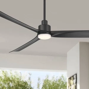 60" Casa Vieja Sailplane Matte Black Damp LED Ceiling Fan with Remote - Picture 1 of 8